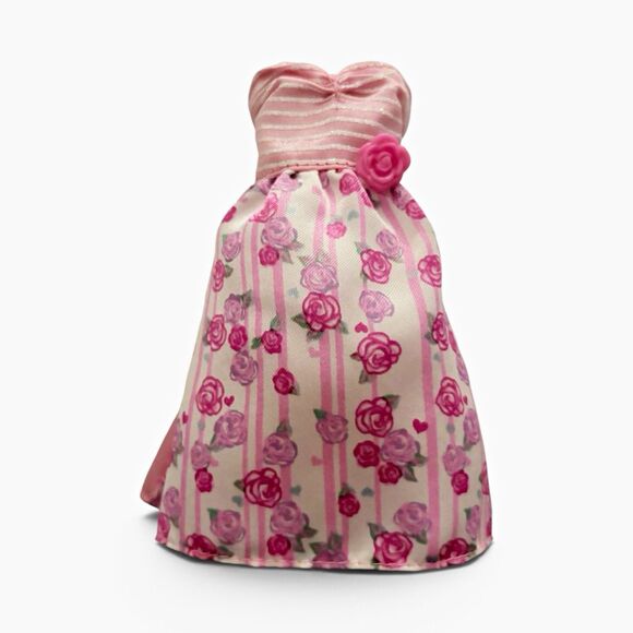 Mattel Other - Barbie Fashion Pack Pink Satin Rose Print Roses Striped Mini Dress